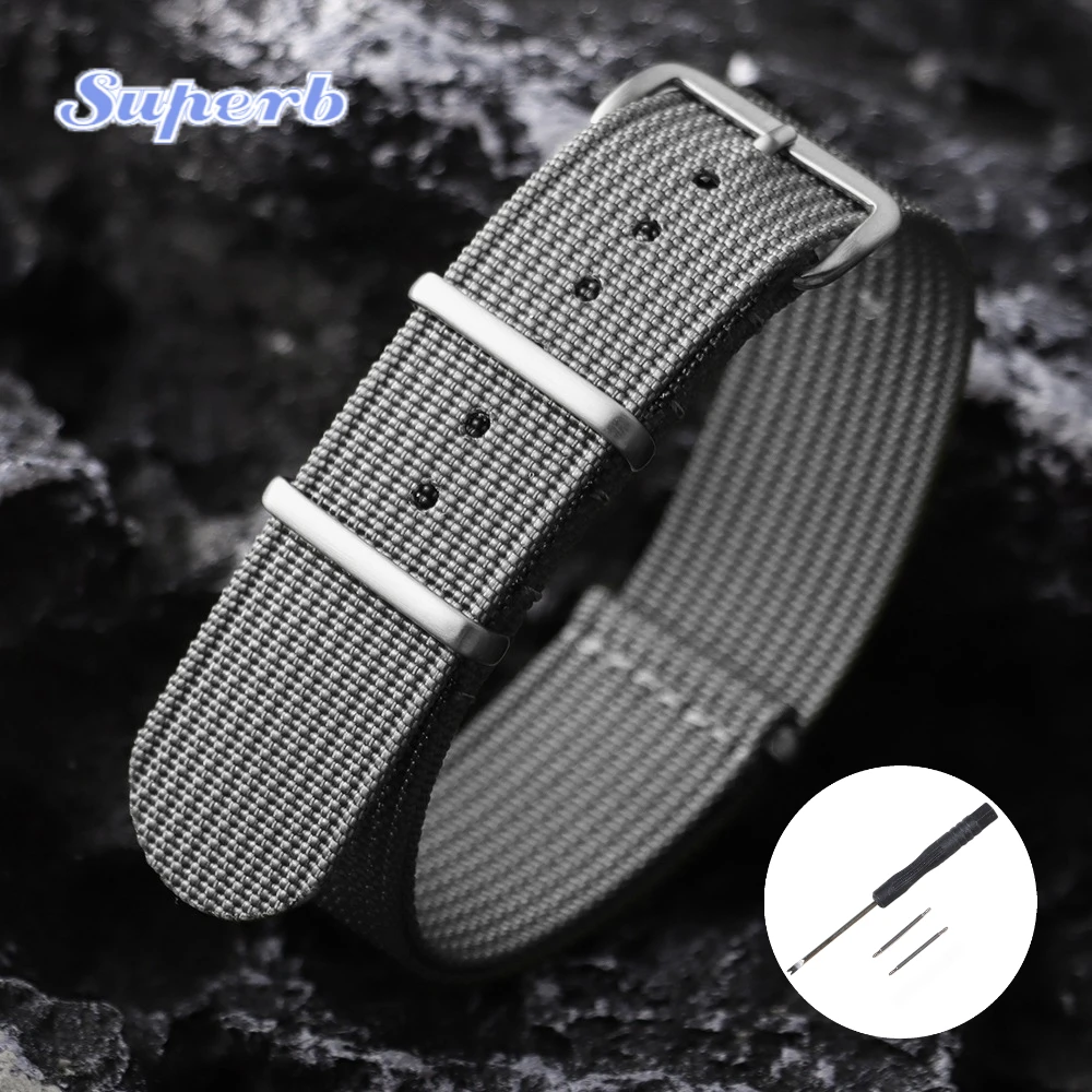 Army Green Ribbed Nylon Military Watch Strap - Versatile Watchband Accessory