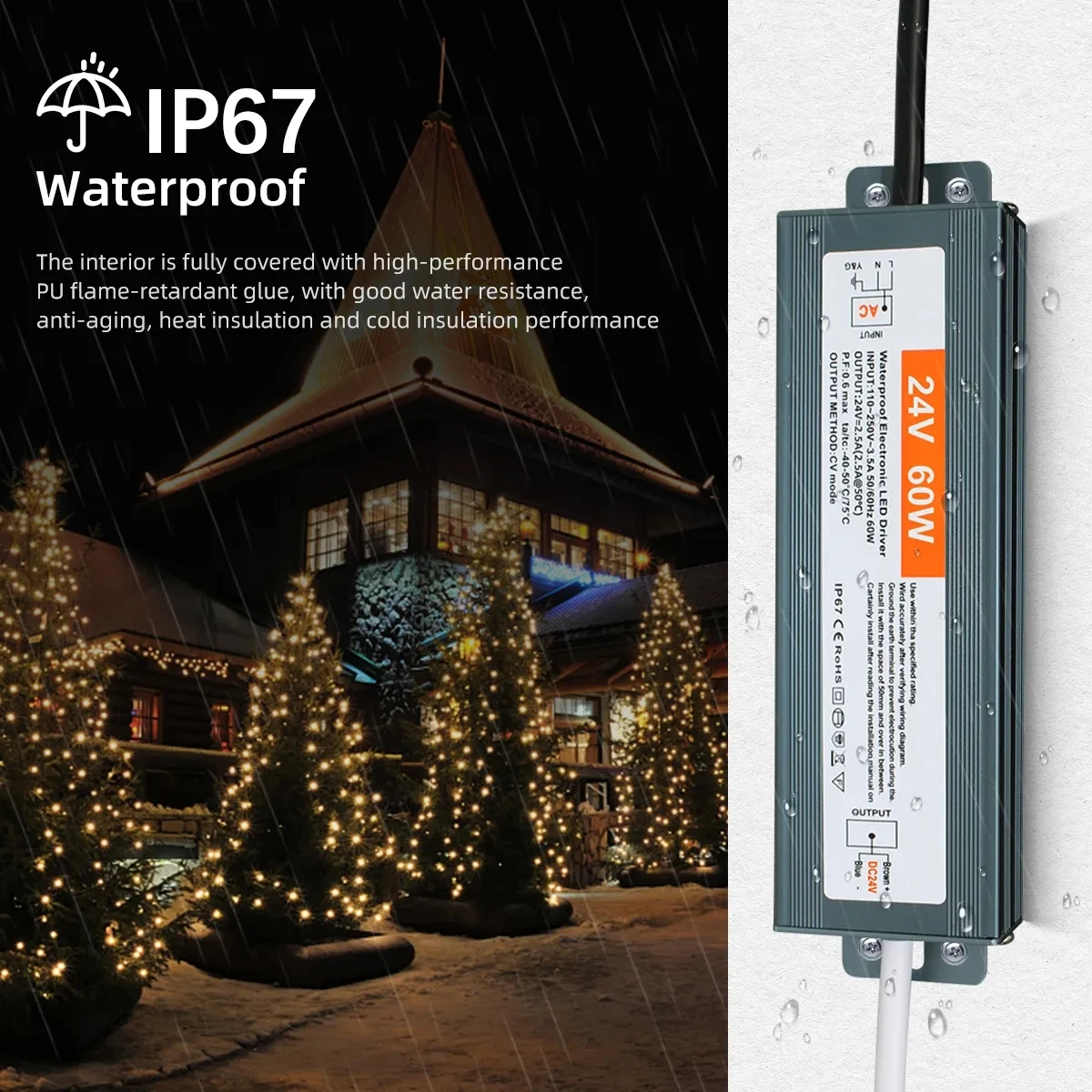 방수 전원 공급 장치, IP67 IP68 조명 변압기, AC 110V  220V-DC 12V 24V LED 드라이버, 10W 20W 30W 50W 100W 야외 어댑터
