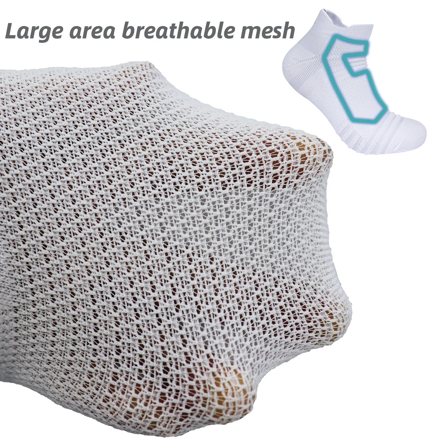 3 Pairs Terry Loop Sports Socks Breathable Mesh Cushioned Moisture-Managed for Running Hiking Basketball