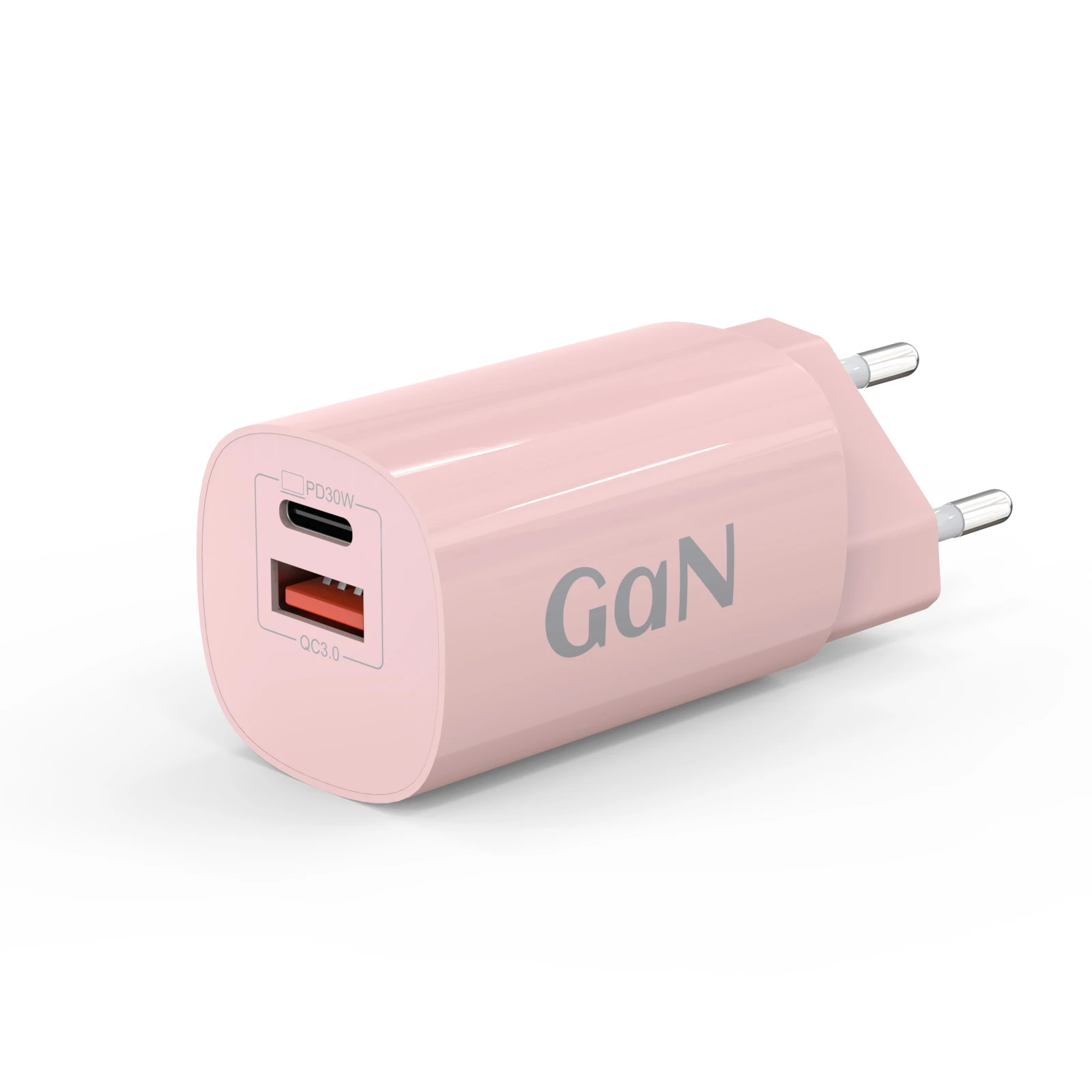 Dual-Port 30W GaN Fast Charger with USB C and USB A Connections