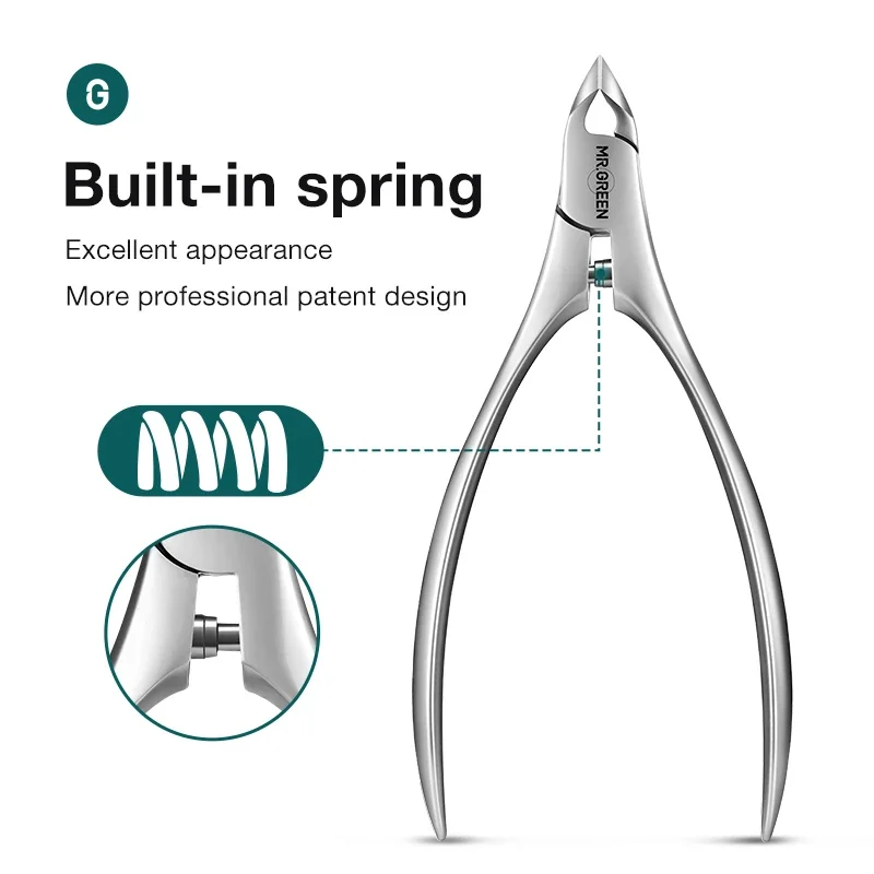 Cuticle Scissors MR.GREEN Cuticle Nippers Innovate Built-In Spring Clippers Trimmer Dead Skin Remover Manicure Beauty Tool