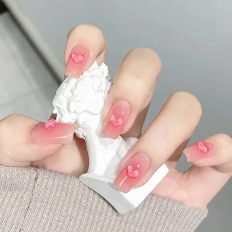 100Pcs Transparent Love Heart Nail Art Decorations 3D Nail Charms Resin Flatback Rhinestone Gems For DIY Manicure Accessories