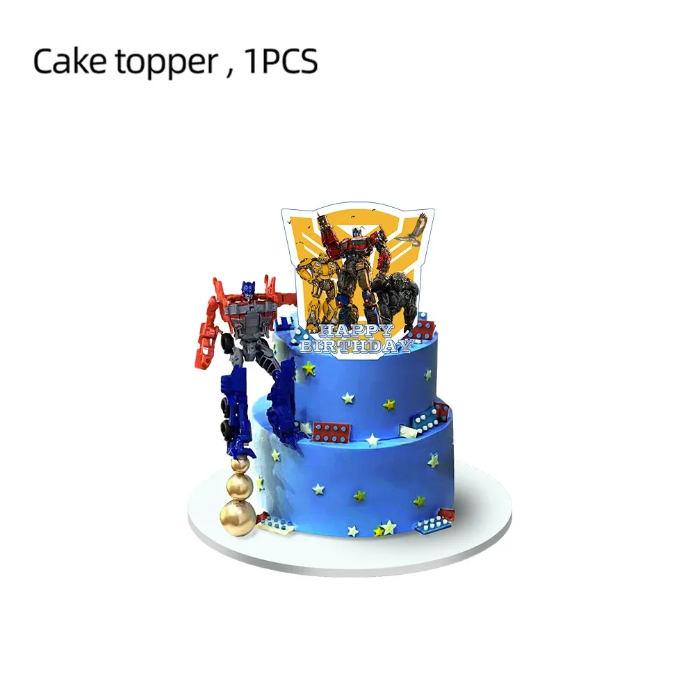 thumbnail image 1 of Transformers decoración de fiesta de cumpleaños globos de papel de látex vajilla desechable coches Robot telón de fondo para niños suministros de fiesta, 1 of 5