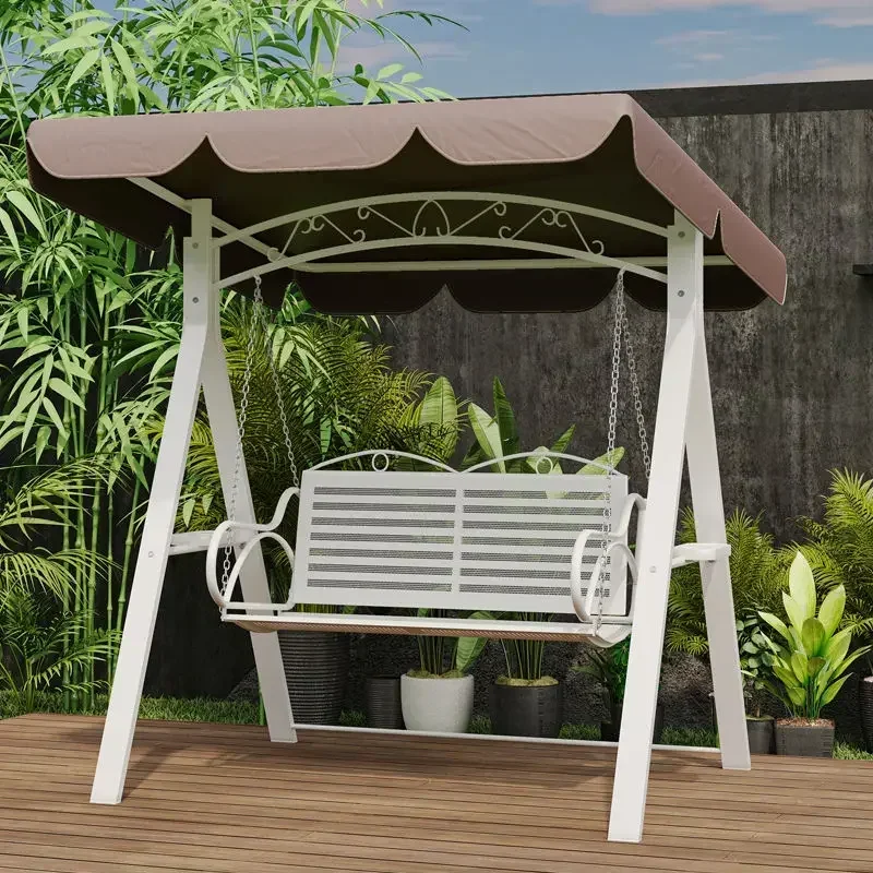 Double Person Courtyard Garden Outdoor Home Swing Hanging Chair Outdoor Villa Wrought Iron Balcony Rocking Chair Hanging Basket