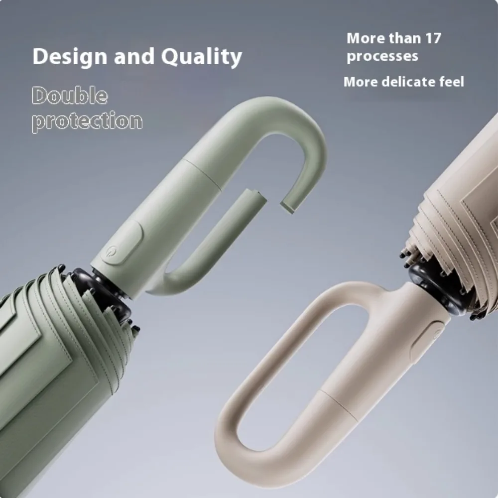 Automatic Reverse folding umbrella wind resistant umbrella windproof umbrella with Carabiner Handle Compact Travel Umbrella
