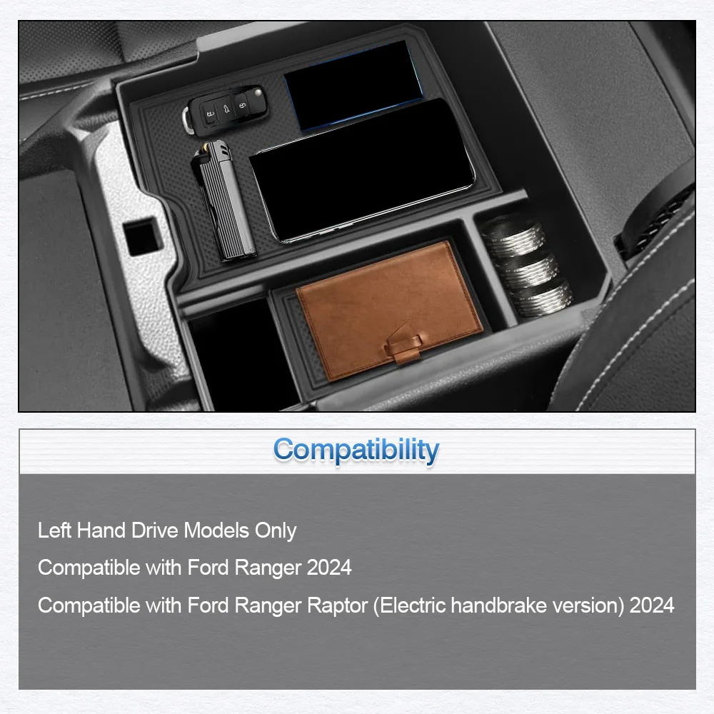Armrest Storage Box Car Center Console Organizer Tray with mats For ...