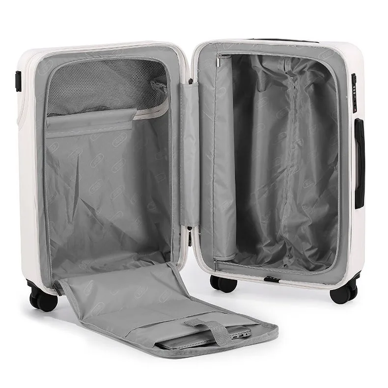 PLUENLI Front Opening Luggage Women's Multi-Functional Trolley Case Luggage Men's Small Boarding Case Password Box