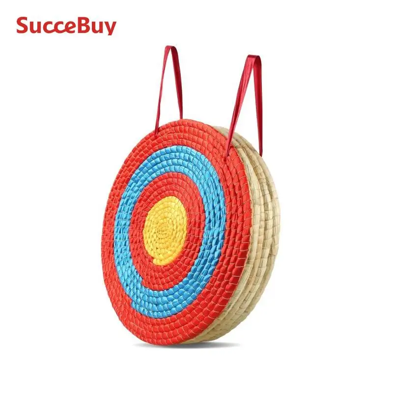 Archery Target 20in Traditional Solid Straw Round Archery Target Coloured Rope 3/5 Layer for Shooting Practice