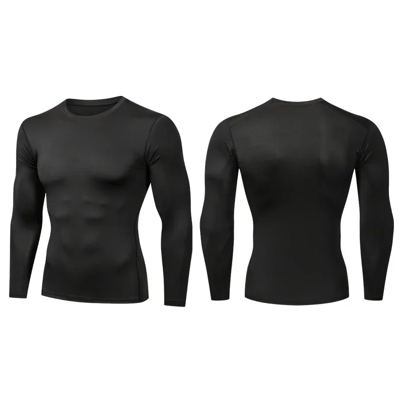 2 Pack Men's Compression Shirts Gym Long Sleeve Running Workout Tops Base Layer Quick Dry Sports Athletic Workout T-Shirt 5