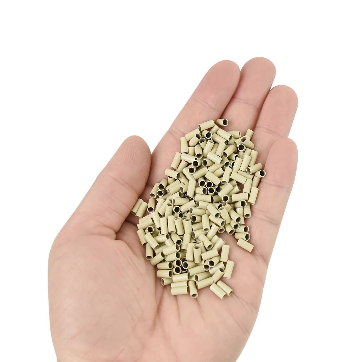 500개 3.0*2.7*6.8mm 헤어 익스텐션용 구리 튜브 스트레이트 유로 락 헤어 링/비즈/I팁 헤어 익스텐션용 링크