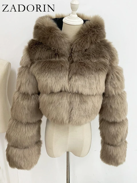 Quality Furry Cropped Faux Fur Coats 