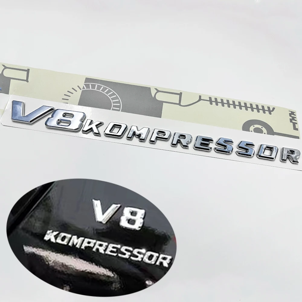 1X Distintivi Cromati Per Auto V8 Kompressor Lettering Sticker Argento Per Mercedes Benz