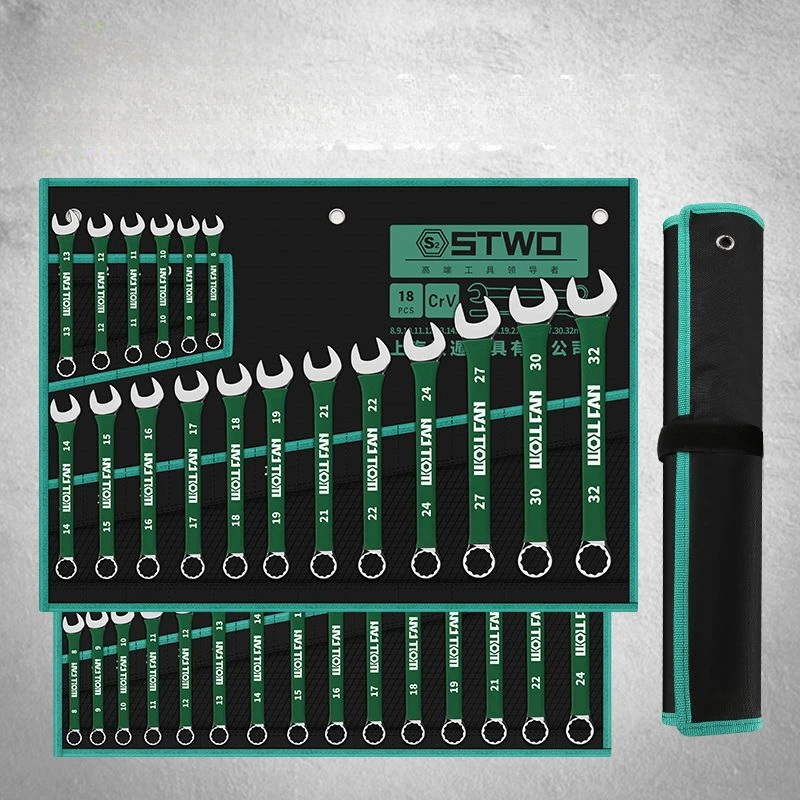

Thickened wrench tool set, plum blossom open end dual-purpose wrench, solid head board, automotive repair machine, repair wrench
