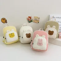 Korean Canvas Kids Backpack Kawaii Children's Handbags for Girl Kindergarten Boy Schoolbag Cartoon Bear Bunny Toddler Bag 2