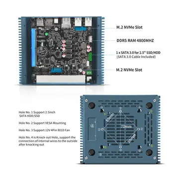 CWWK Mini PC N355 Firewall Appliance, Fanless Mini Computer with 6 Port 2.5GbE i226-V LAN, F5 OPNsense Micro PC DDR5 NO RAM/SSD 2