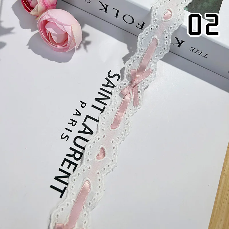 1yard Bow Pleated Lace Lolita DIY Wear Ribbon Lace Trims Baby Clothes Skirt Hem Clothing Garment Handmade Materials Wide 3cm