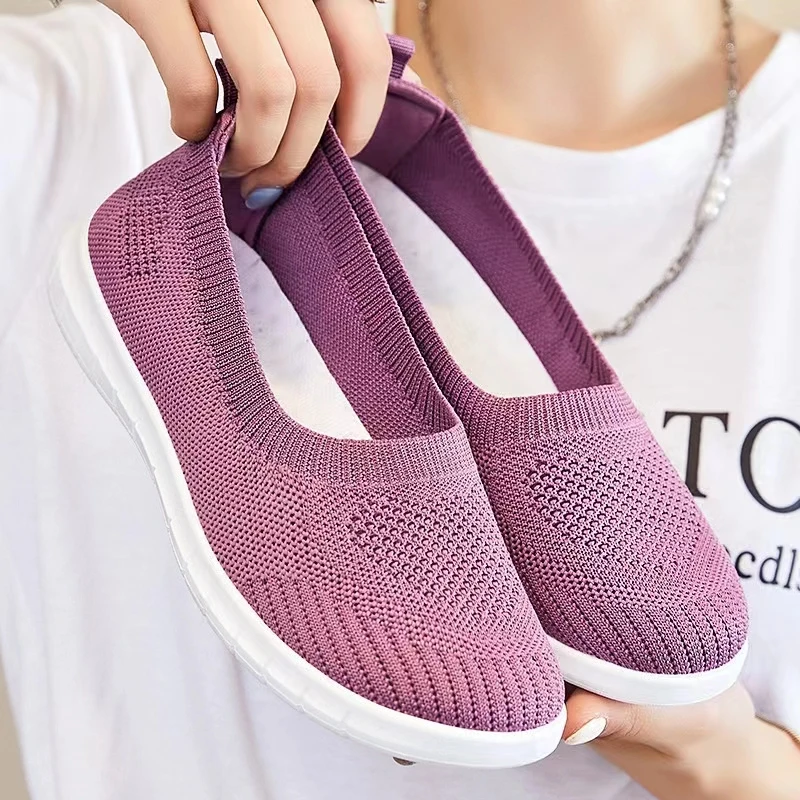 Autumn Women's Lefu Shoes Mesh Flat Shoes Comfortable and Anti slip Women's Sports and Walking Shoes for Middle and Elderly