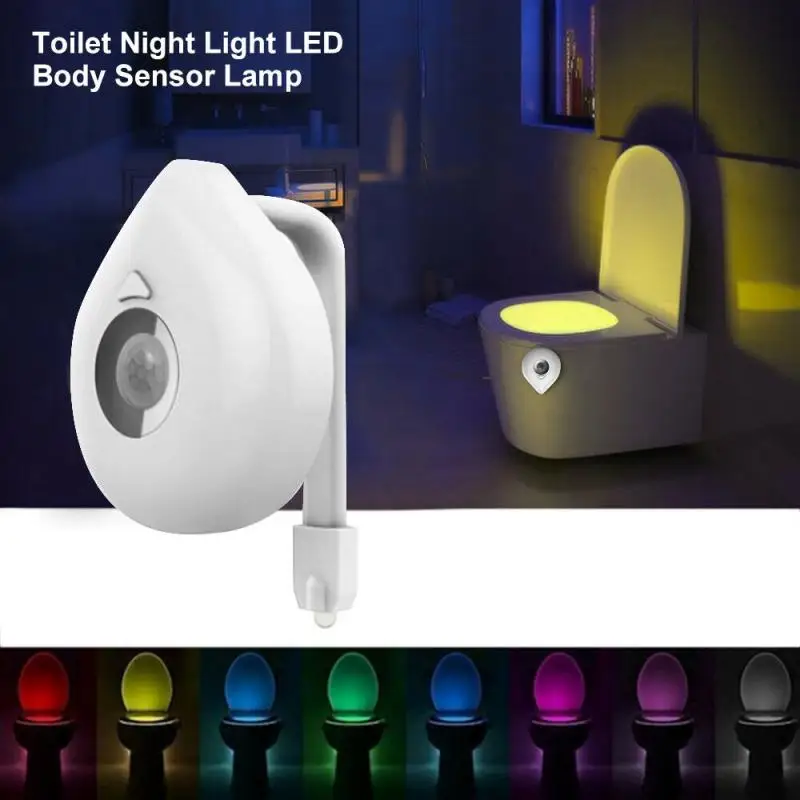 

Toilet Night Light PIR Motion Sensor 8 Colours Toilet Bowl Backlight Motion Sensor Night Light WC Sensor Light Bathroom Washroom