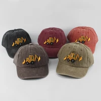 New Washed Cotton Baby Baseball Caps Cartoon Excavator Embroidery Kids Cap Outdoor Summer Snapback Hats For Boys Girls 2