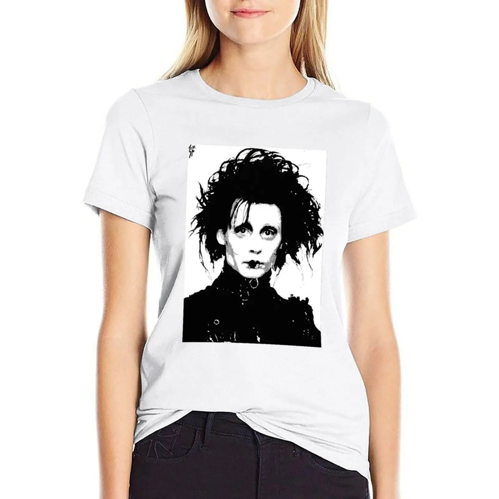 

Edward Scissorhands T-shirt graphics summer tops Short sleeve tee t-shirts for Women cotton