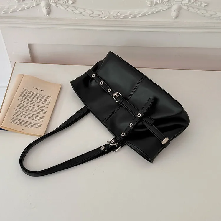 2025 New Large Capacity Commuter Shoulder Bags Women Simple Solid Color PU Leather Handbags Niche Design Lady Underarm Bag