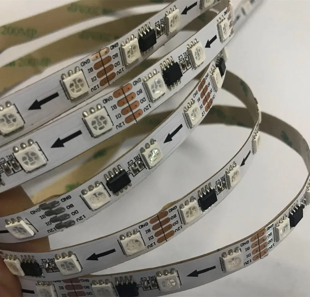 WS2818 5m 60LED/m(20픽셀/m) DC12V RGB 풀 컬러 LED 픽셀 스트립, 비방수, IP33