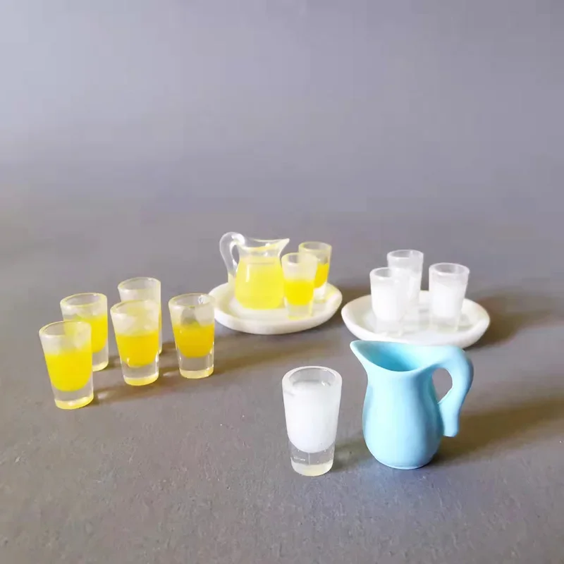 10 pcs Milk Juice Cups Miniatures Artificial Cup Fruit Bottles Fairy Garden Gnome Terrarium Doll House Decor