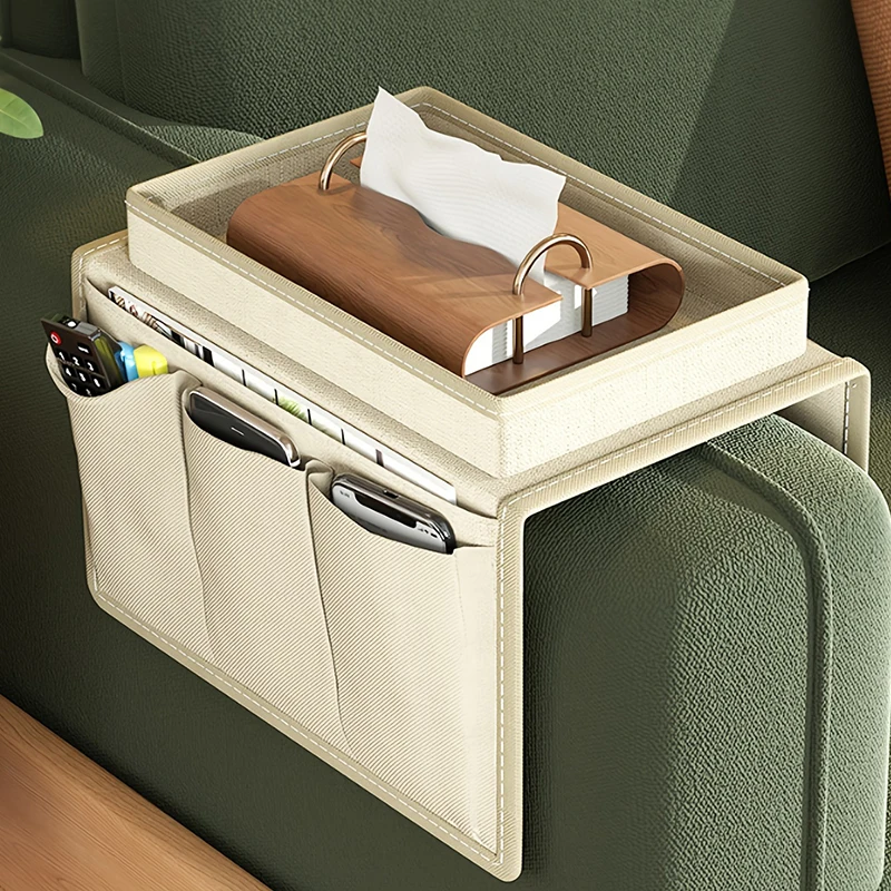 

1pc Simple Cube Sofa Solid Color Storage Bag Armrest Remote Control Daily Magazine File Stationery Storage Convenient To Carry