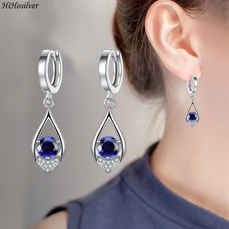 

HiHosilver 925 Silver Needle New Ladies Fashion High-quality Jewelry Hollow Water-drop Crystal Zircon Drop Earrings HS0084