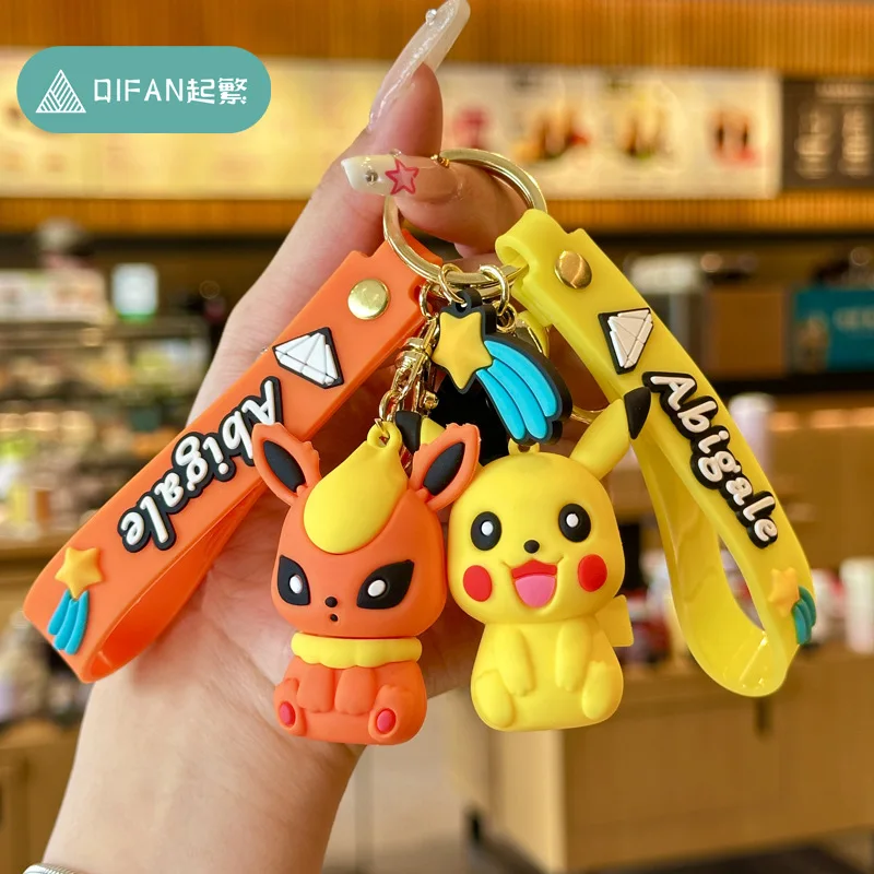 

New Pokemon Pikachu Eevee Series Keychain Cuta Cartoon Kawaii Silica Gel Doll Bag Car Pendant Anime Accessories Birthday Gifts