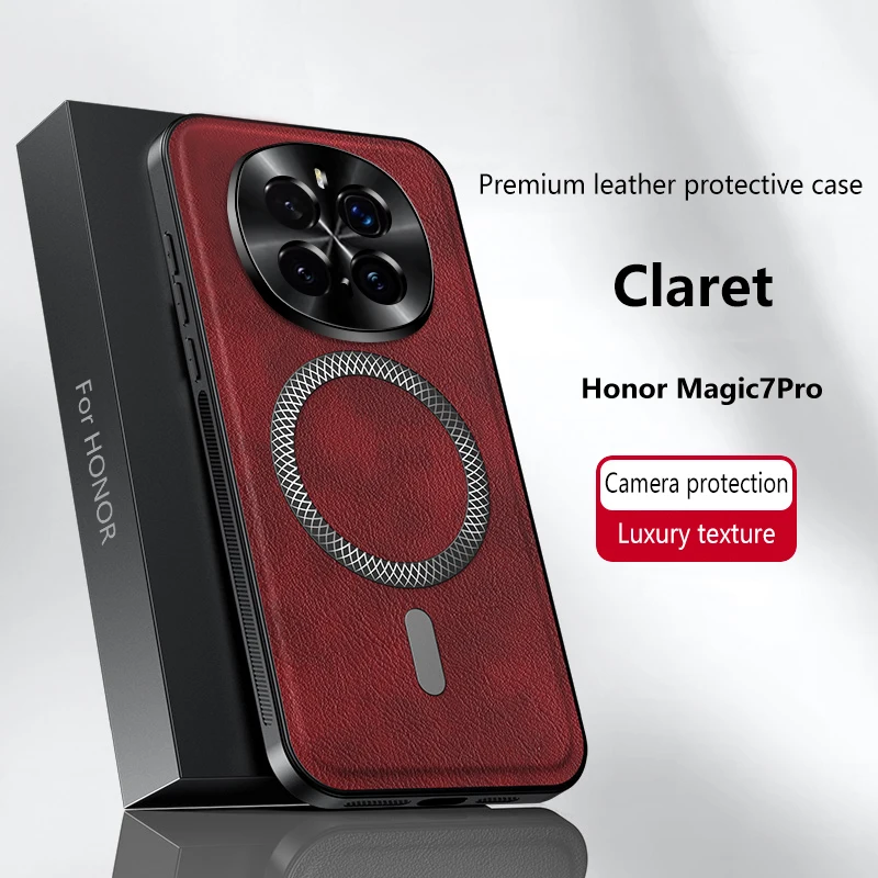Luxury Leather Texture Magnetic Case for Wireless Charging - For Honor Magic Series