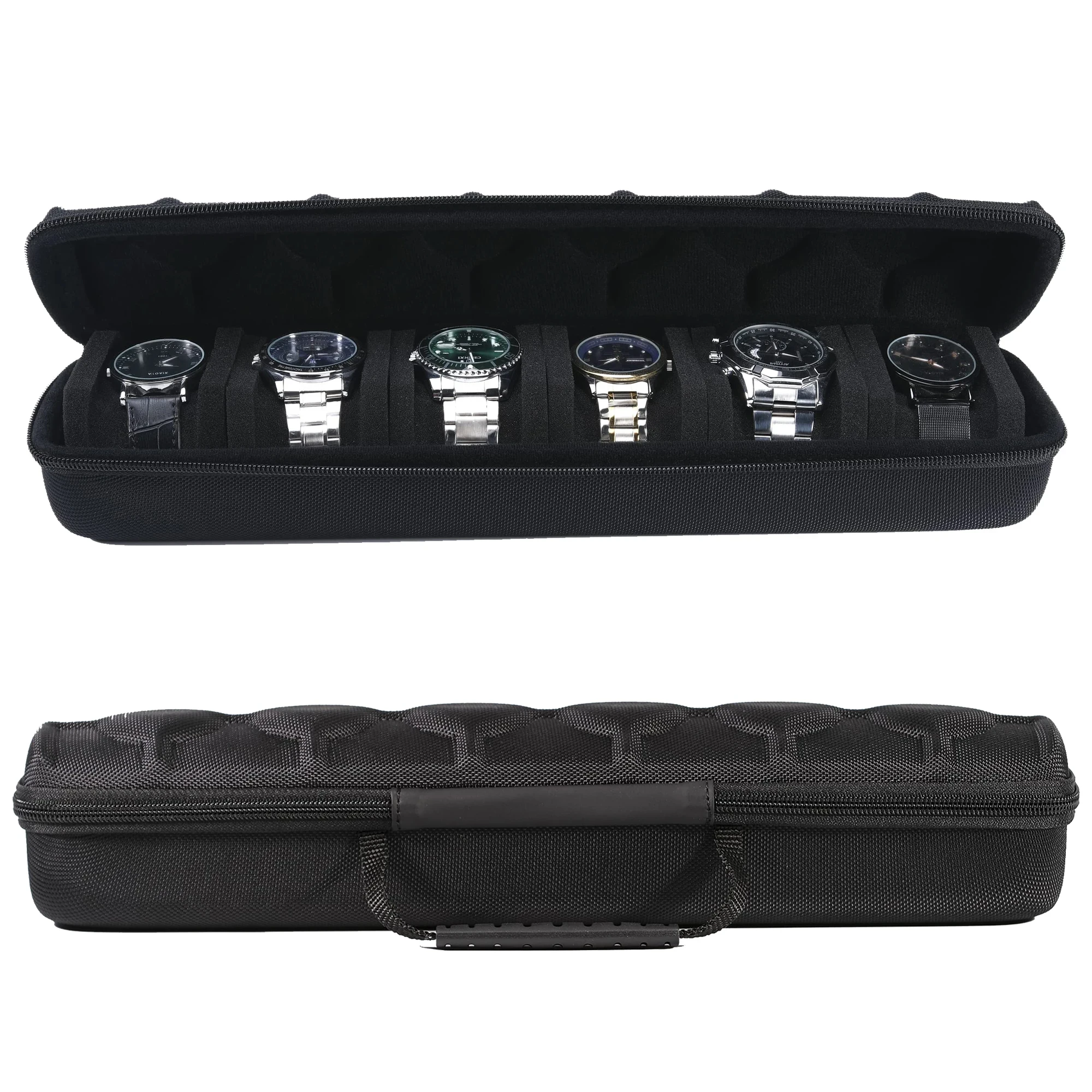 Watch Storage Box 6 Slots Watch Travel Case Portable Zipper Storage Organizer with Soft Foam Pillow