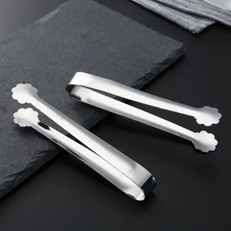 Food Tongs Mini Stainless Steel Food Tongs Sugar Ice Cube Clamp Bread Steak Clip Silver Tweezer Home Kitchen Cooking Utensils