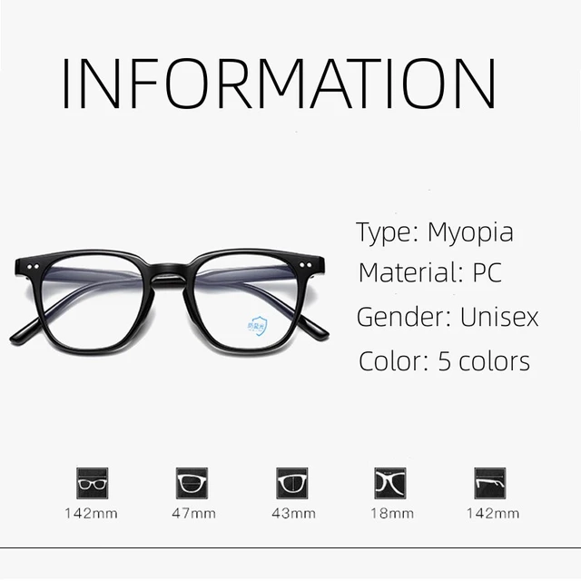 Gafas redondas antiluz azul para miopía, gafas graduadas ultraligeras TR, gafas  para miopía, gafas para ordenador