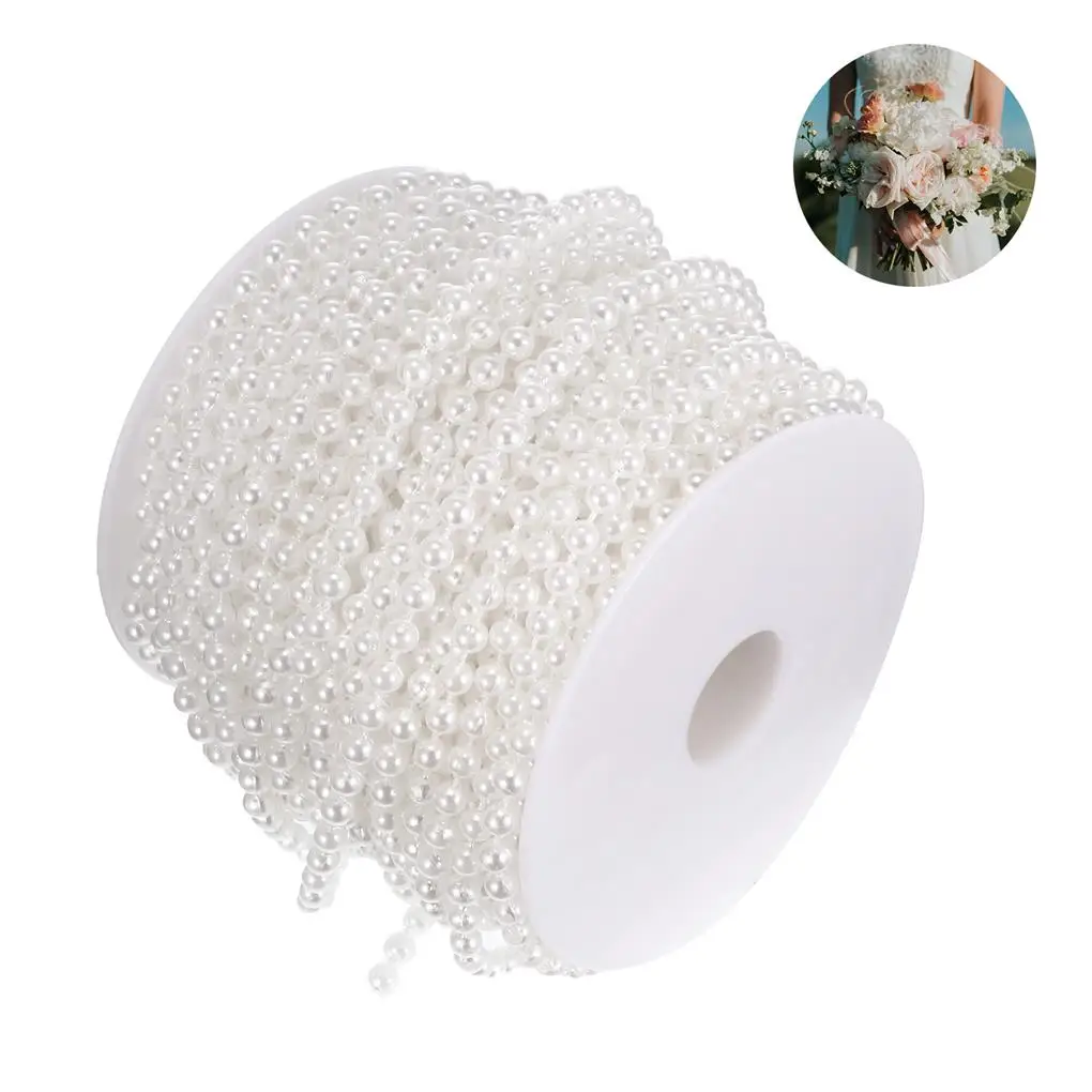 30m Imitation Pearl Bead Roll Cotton Thread Trim Faux Rolled Chain Jewelry Accessories DIY Wedding Party Crafts
