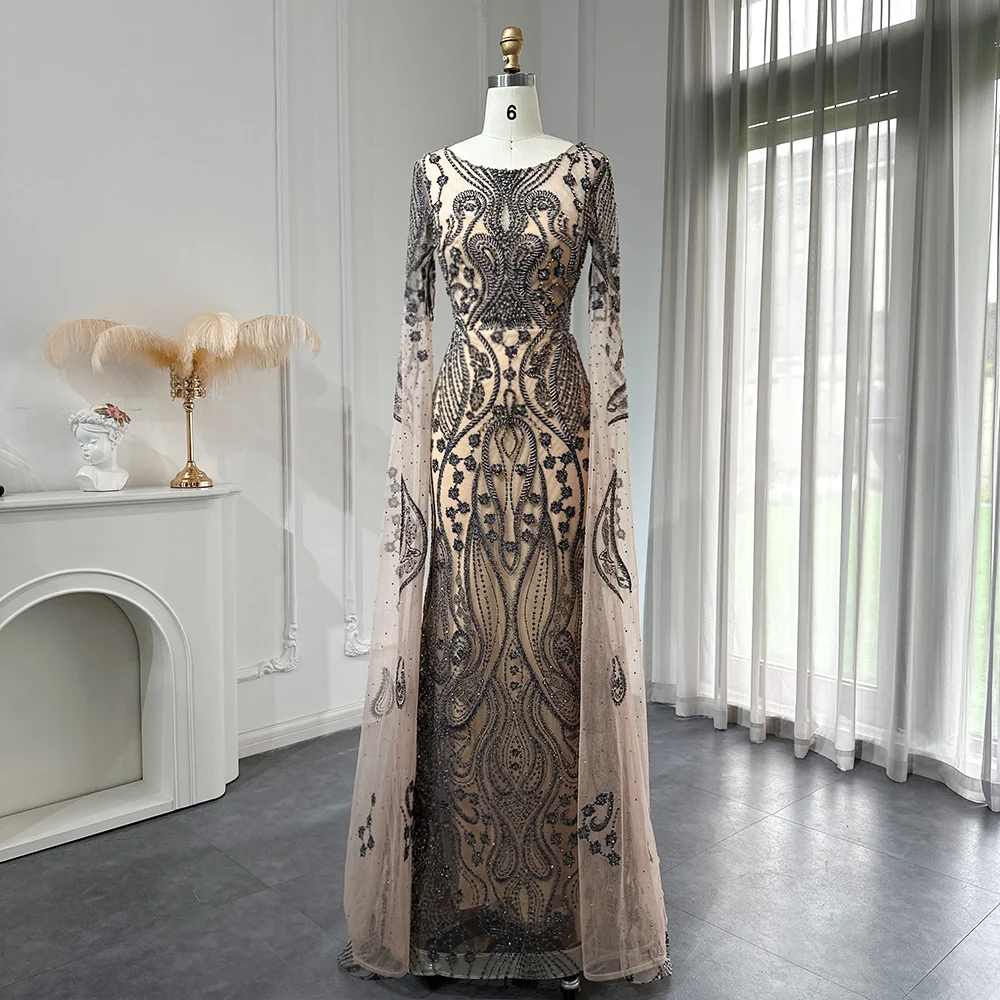 

Jancember merald Green Mermaid Evening Dresses Luxury Crystal Long Sleeves Muslim Plus Size Women Wedding Party Gowns SCZ176