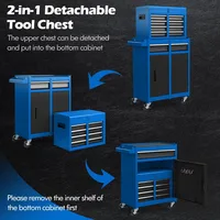 Goplus Tool Chest, 5-Drawer Rolling Tool Storage Cabinet with Detachable Top Tool Box, Liner, Universal Lockable Wheels, 2
