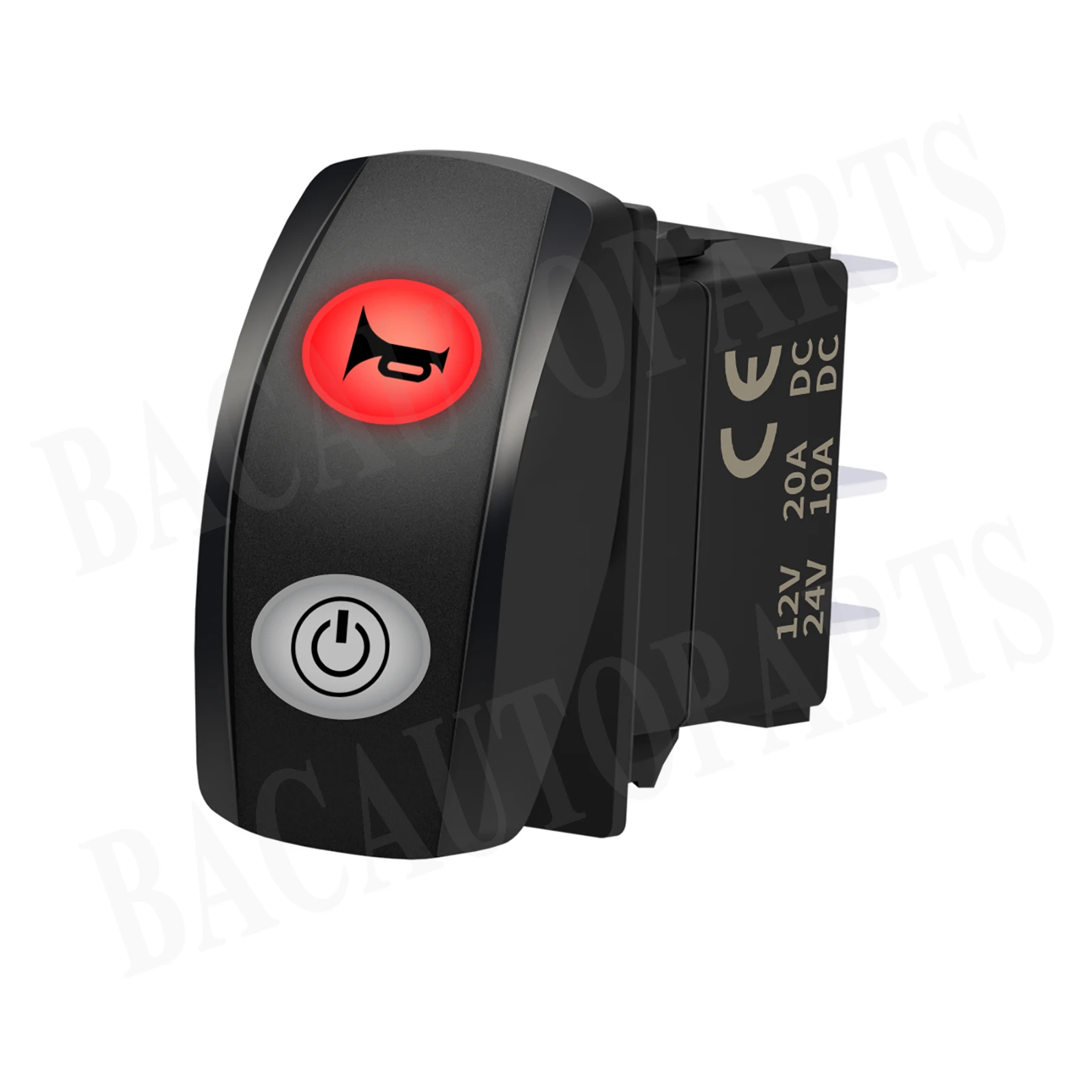 

12V Red Led Horn & Power Rocker Switch Button DPDT 7Pin Momentary (ON) For Car Marine Boat NARVA Carling ARB Style Auto Parts