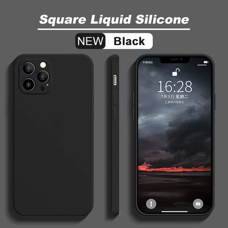 Square Liquid Silicone Phone Case For iPhone 11 12 13 Pro Max Mini X XS Max XR 7 8 Plus SE2 Full Lens Protection Soft Cover 11 phone case