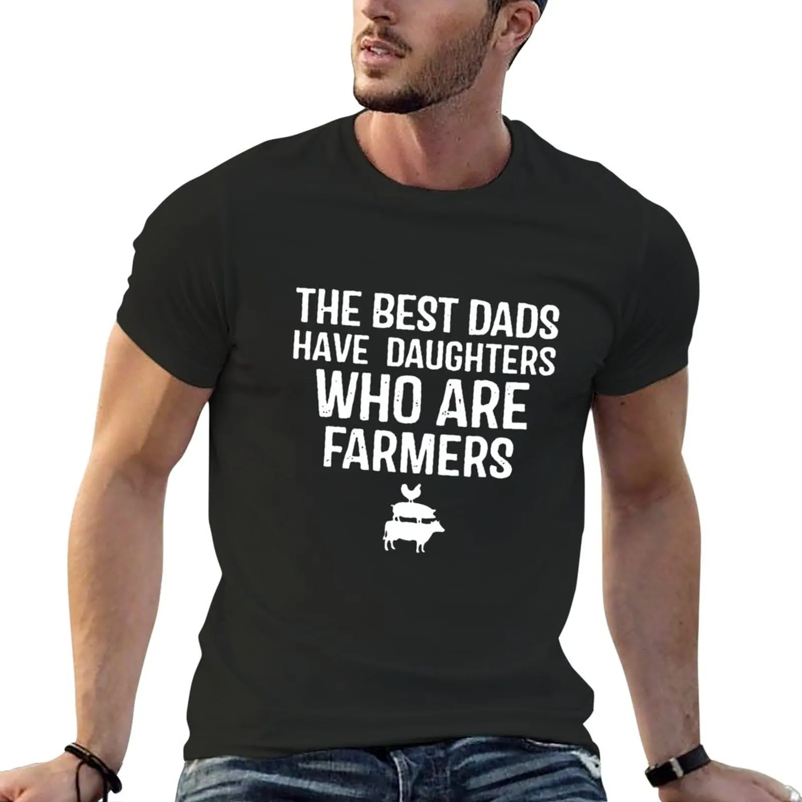 

New The Best Dads Have Daughters Who Are Farmers Father's Day -art-width-4000px T-Shirt T-shirt short men t shirts