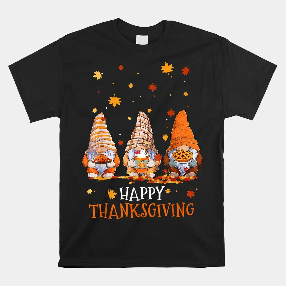 

Haunt Reaper Men T Shirt Three Gnomes Happy Thanksgiving Autumn Fall Pumpkin Spice Shirt Print T-Shirt Crew Neck Resort Wear