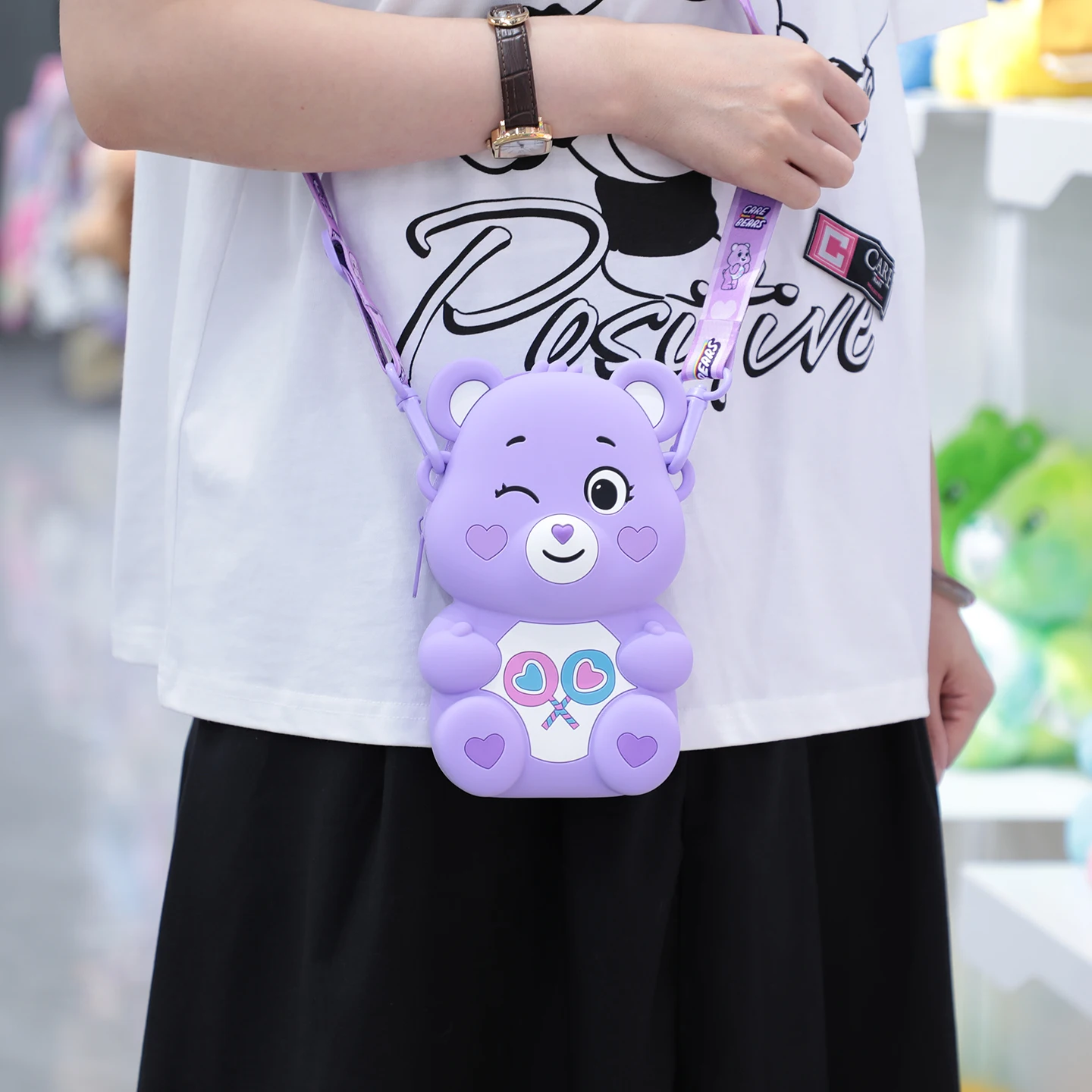 Care Bears Kawaii Silicone Crossbody Bag - Cute Cartoon Doll Purse & Phone Holder