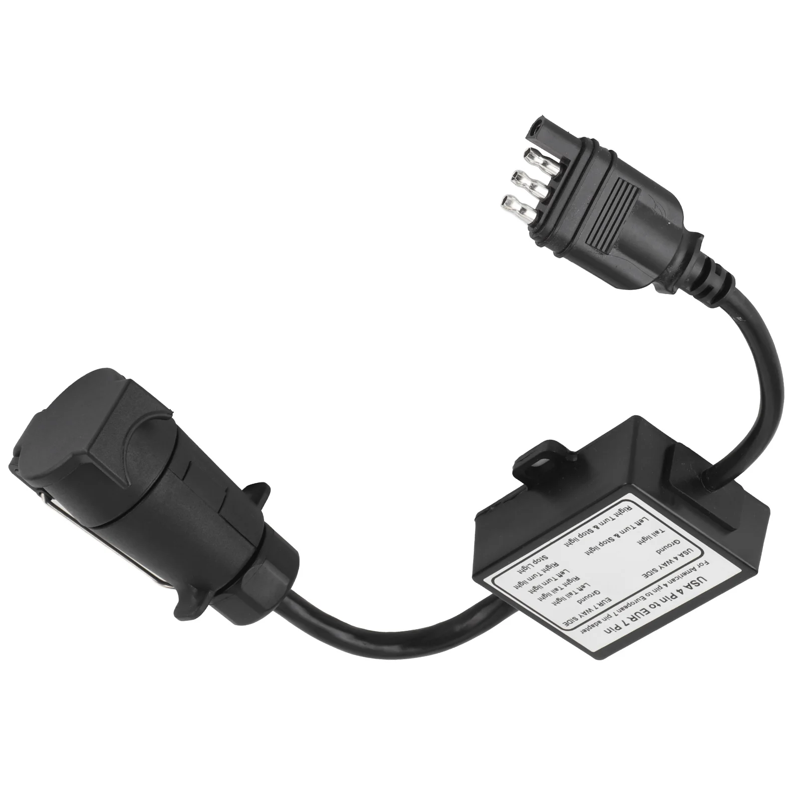 Adaptateur Prise Remorque US 4 Broches Vers Euro 7 Broches - Séparation Signal Stop/feu Stop, Pour Remorquage International - 8