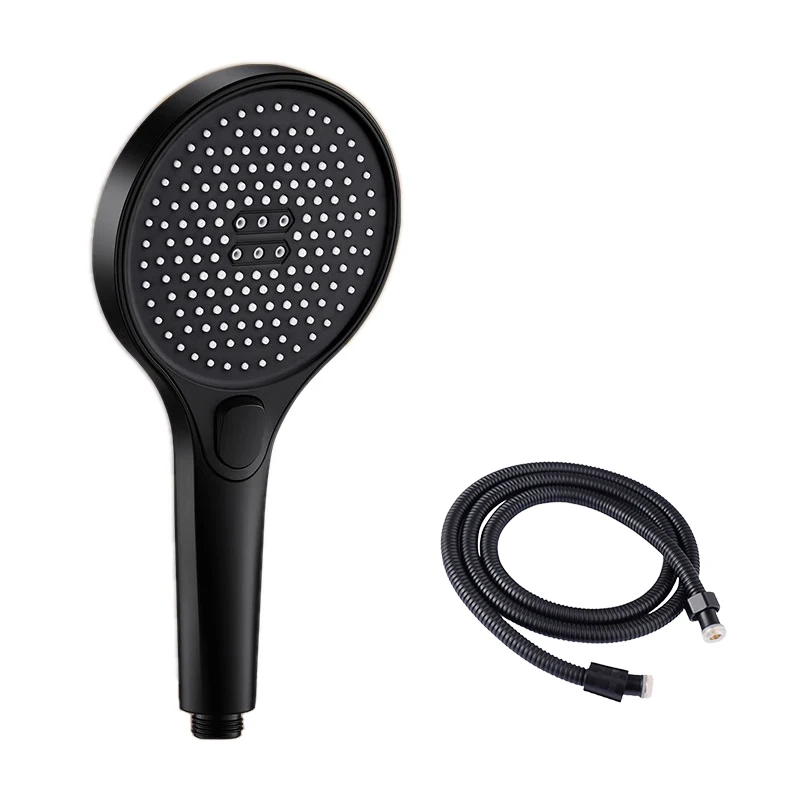 Shower Head 3 Modes Adjustable Large Panel High Pressure Pushbutton Shifter ABS Material Silicone Texture Bathroom