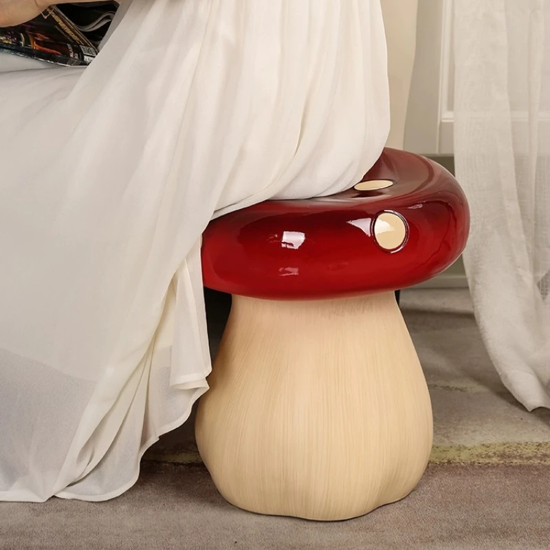 Sgabello Per Piedi Creativo Fungo Rosso Crema Sgabello Per Scarpe Che Cambia Vento Soggiorno Corridoio Ottomano Sgabello Per Bambini Stabile Portante