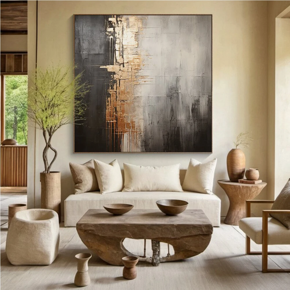 Beige Black Abstract Art 5