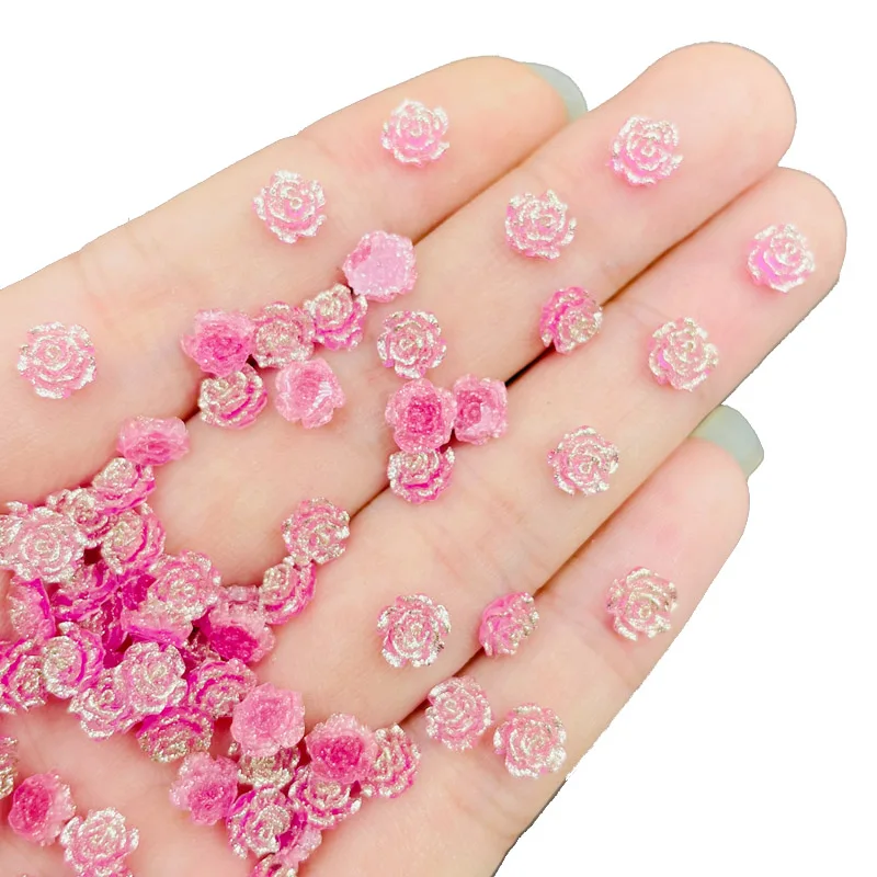100Pcs 6mm Resin Jewelry Accessories Resin Flower Embellishments for DIY