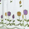 100*50cm Short Curtain 1 Sheet  Polyester Window Sheer Perforated Flower Embroidered Window Voile Curtain For Bay Window Kitchen 3