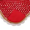 Soft Cotton Hand Crochet Breathable Fly Veil with Ears for Horse Red 2