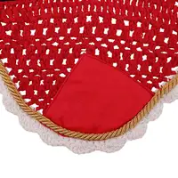 Soft Cotton Hand Crochet Breathable Fly Veil with Ears for Horse Red 2